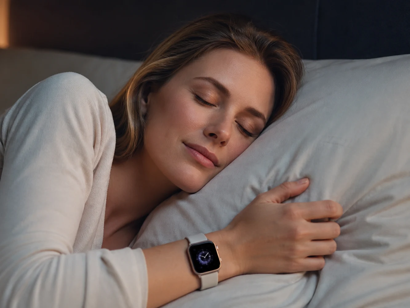 Person sleeping while wearing a smart health watch