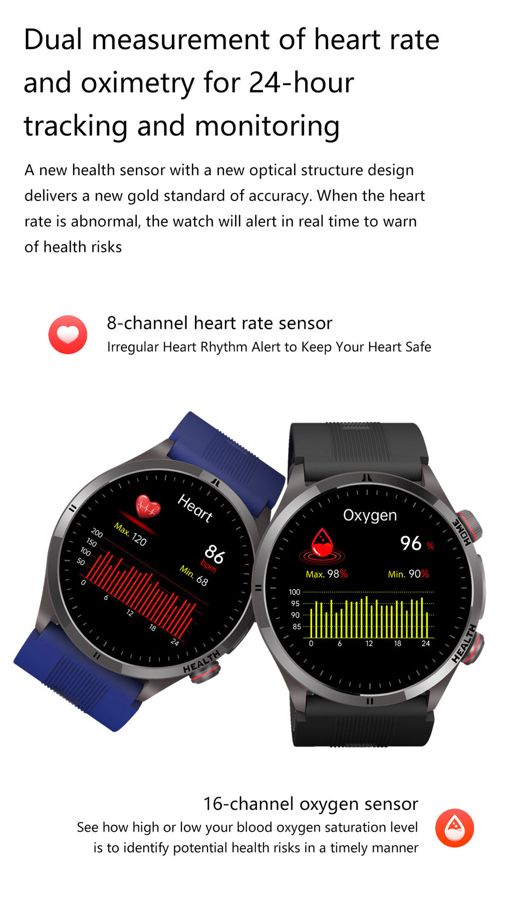 W8 Air Pump BP Watch: ECG, Bluetooth Call & 2-Year Warranty Support