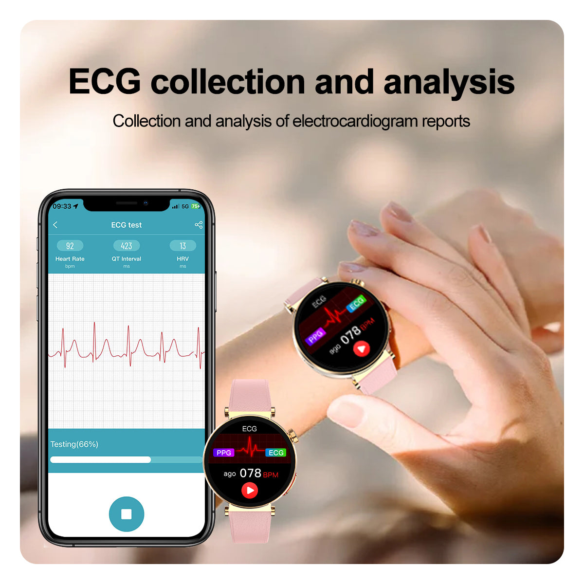 E6 Women's ECG Smart Watch: 1.27" Screen, 40mm Elegant Health Tracker