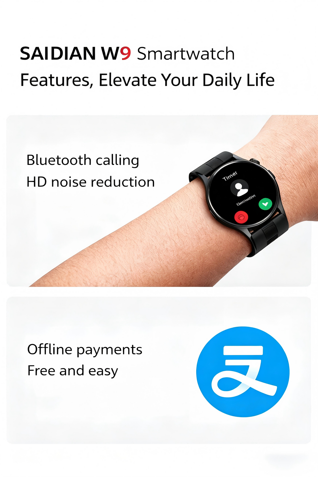 W9 Smartwatch - Air Pump BP, ECG, Bluetooth Call & 100+ Sports Modes