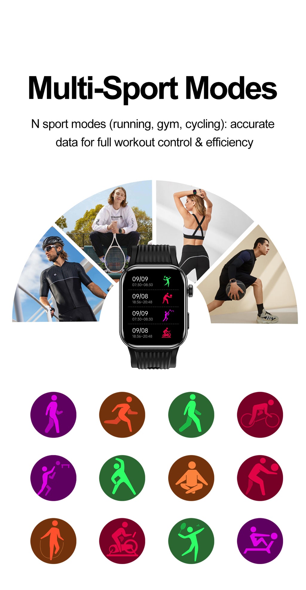 W8S Precision Health Watch: Blood Oxygen & BP Tracker with AMOLED
