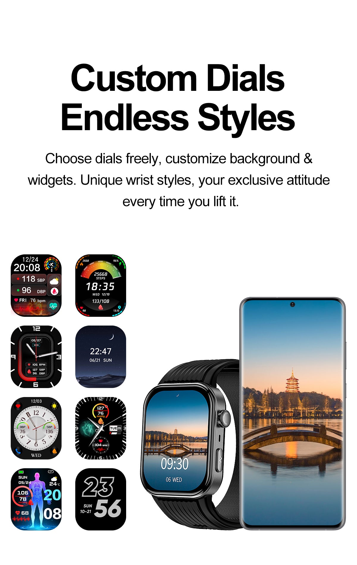 W8S Precision Health Watch: Blood Oxygen & BP Tracker with AMOLED