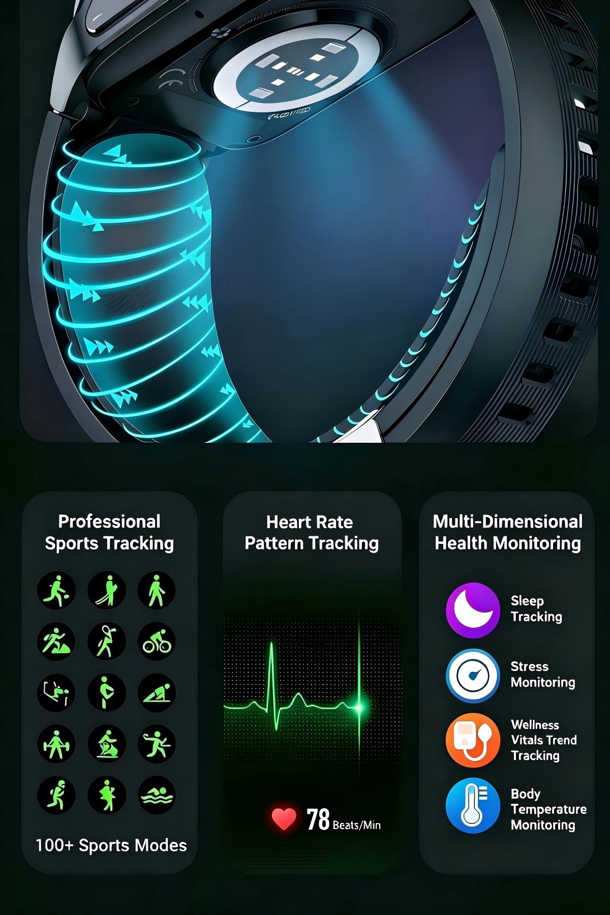W9S Smart Watch: Air Pump Health Monitor, AMOLED Bluetooth Call
